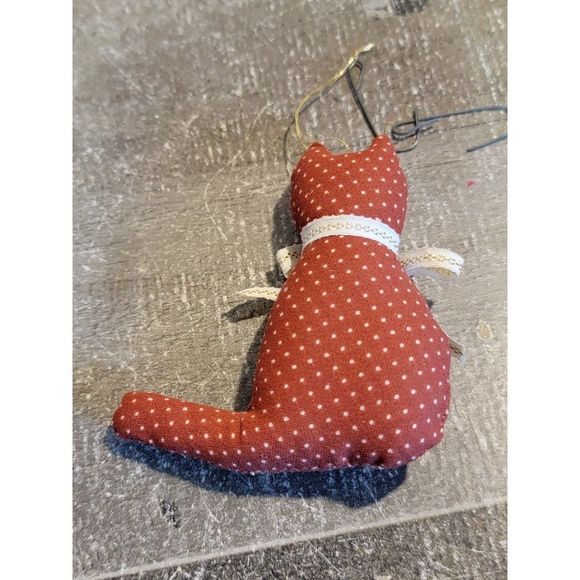 Plush red polka dot bow cat kitten ornament Xmas decor - Picture 3 of 3